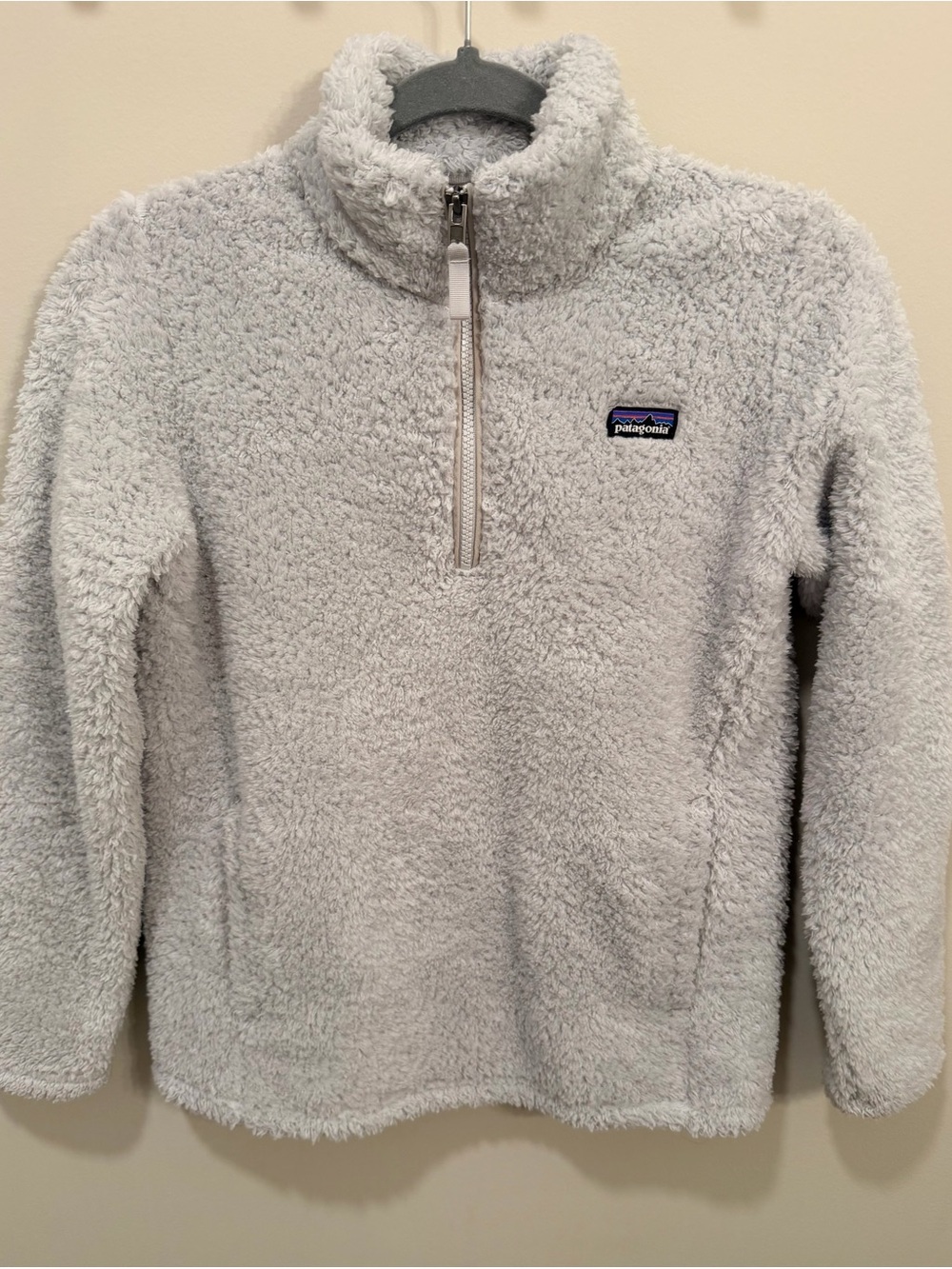 Patagonia Kids' Light Gray Retro Pile Fleece Pullover Jacket XL 14